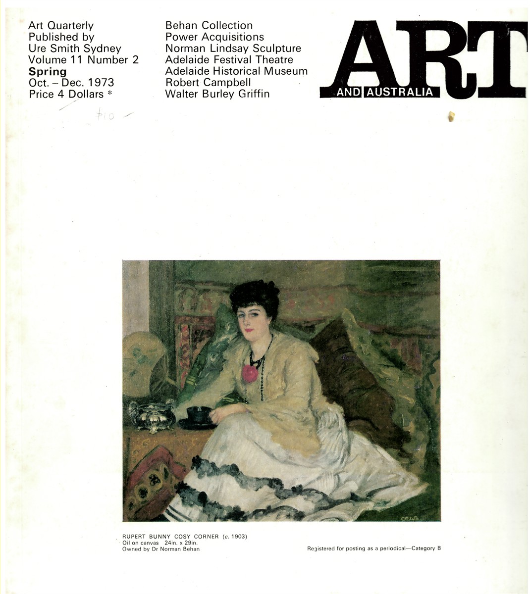 HORTON, MERVYN (EDITOR) - Art and Australia. Volume 11 Number 2 October 1973