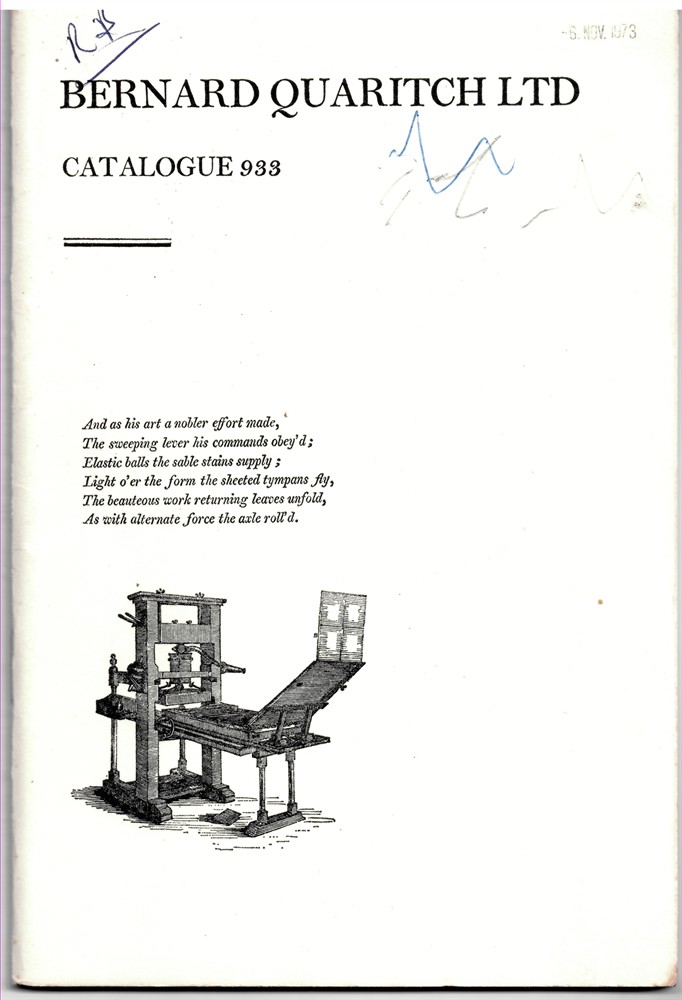 QUARITCH, BERNARD - Bernard Quaritch. Catalogue 933