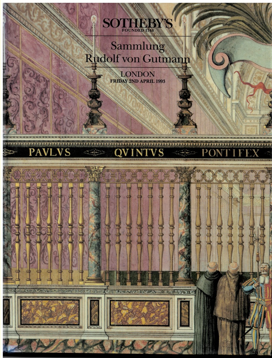 SOTHEBY'S - Sammlung Rudolf Von Gutmann Including Chinese Watercolours in Two Albums, Containing Fine Landscapes and Interiors [C. 1790]; Melchior Pfintzing Teuerdank Printed on Vellum [1517]; and the Talman Albums C. 1720. Friday 2nd April 1993