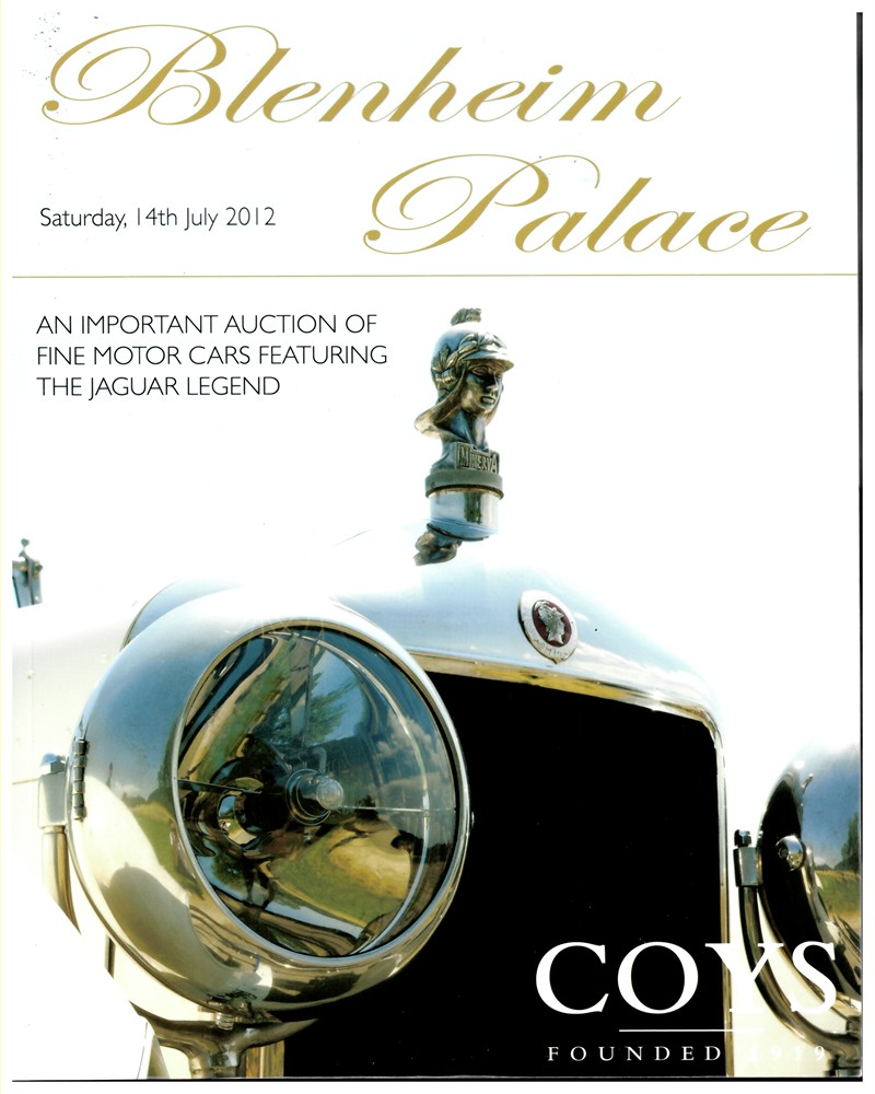 COYS LONDON - Blenheim Palace. An Important Auction of Historic Collectors Motorcars Including the Jaguar Legend Collection. Saturday, 14th July 2012