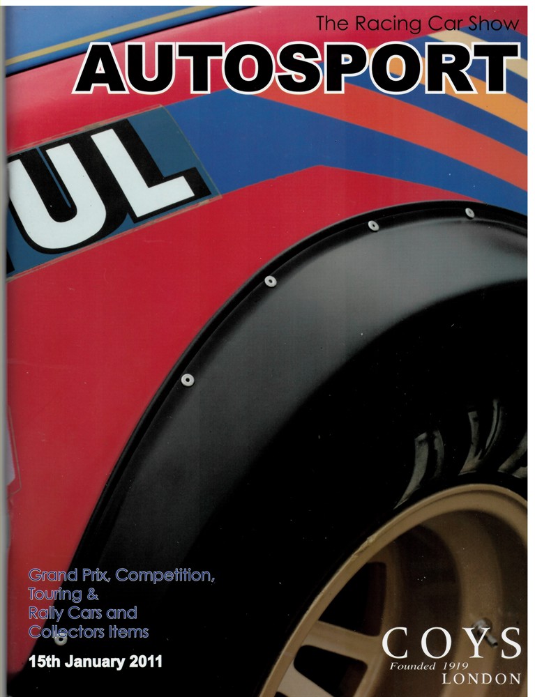 COYS LONDON - The Racing Car Show. Autosport. Grand Prix, Competition, Touring & Rally Cars and Collectors Items. Saturday 15th January 2011