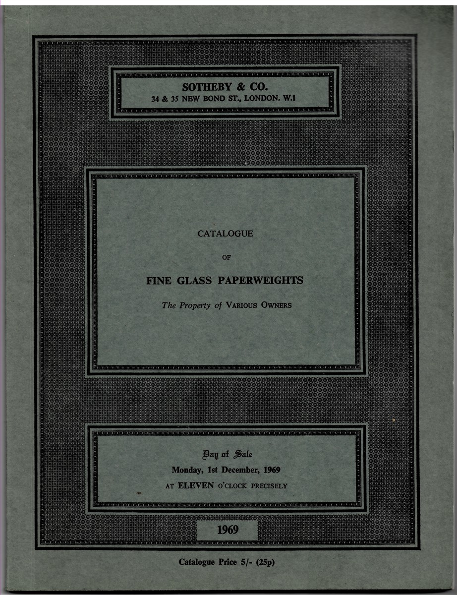 SOTHEBY'S - Catalogue of Fine Glass Paperweights... Monday, 1st December, 1969