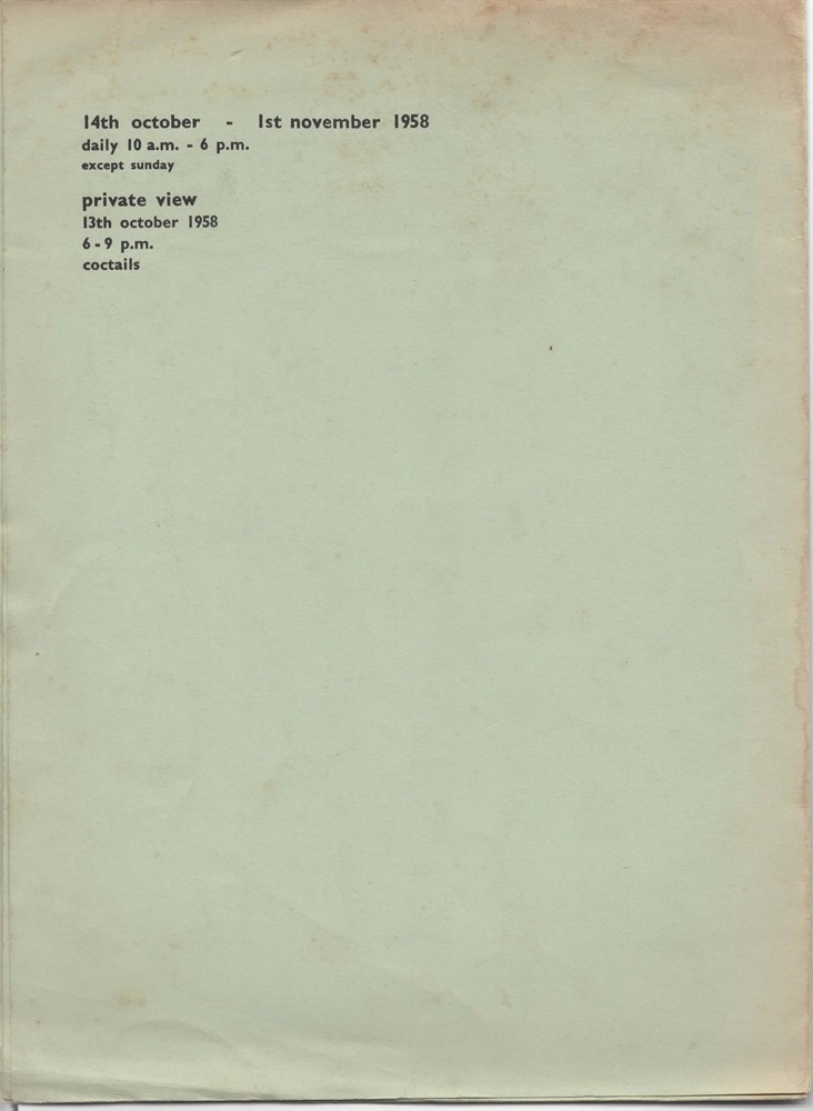 H. J. WILSON - Frank Fidler First One Man Show. [ 1958 ]