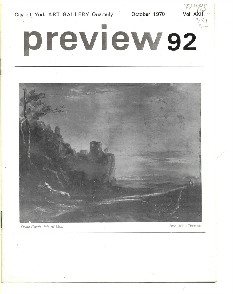 GILLOW, NORAH - Preview. City of York Art Gallery Quarterly . October 1970 Vol XXIII