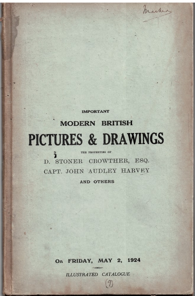 CHRISTIE'S - Catalogue of Important Modern Pictures and Watercolours, Chiefly of the British Schools, the Property of D. Stoner Crowther, + 2 May 1924