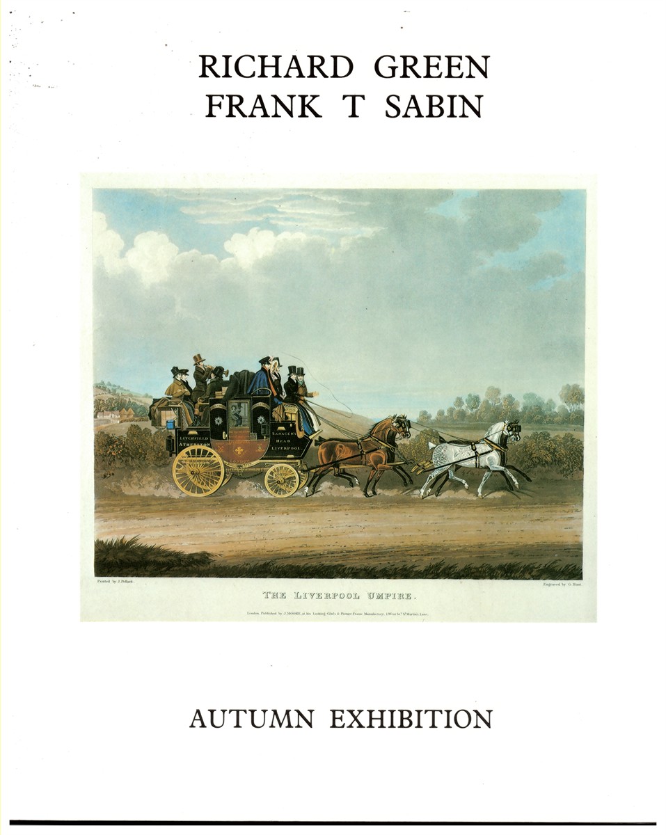 GREEN, RICHARD & FRANK T. SABIN - Autumn Catalogue of Eighteenth and Nineteenth Century Prints, Sporting, Marine, Botanical, Travel. & Genre Subjects.