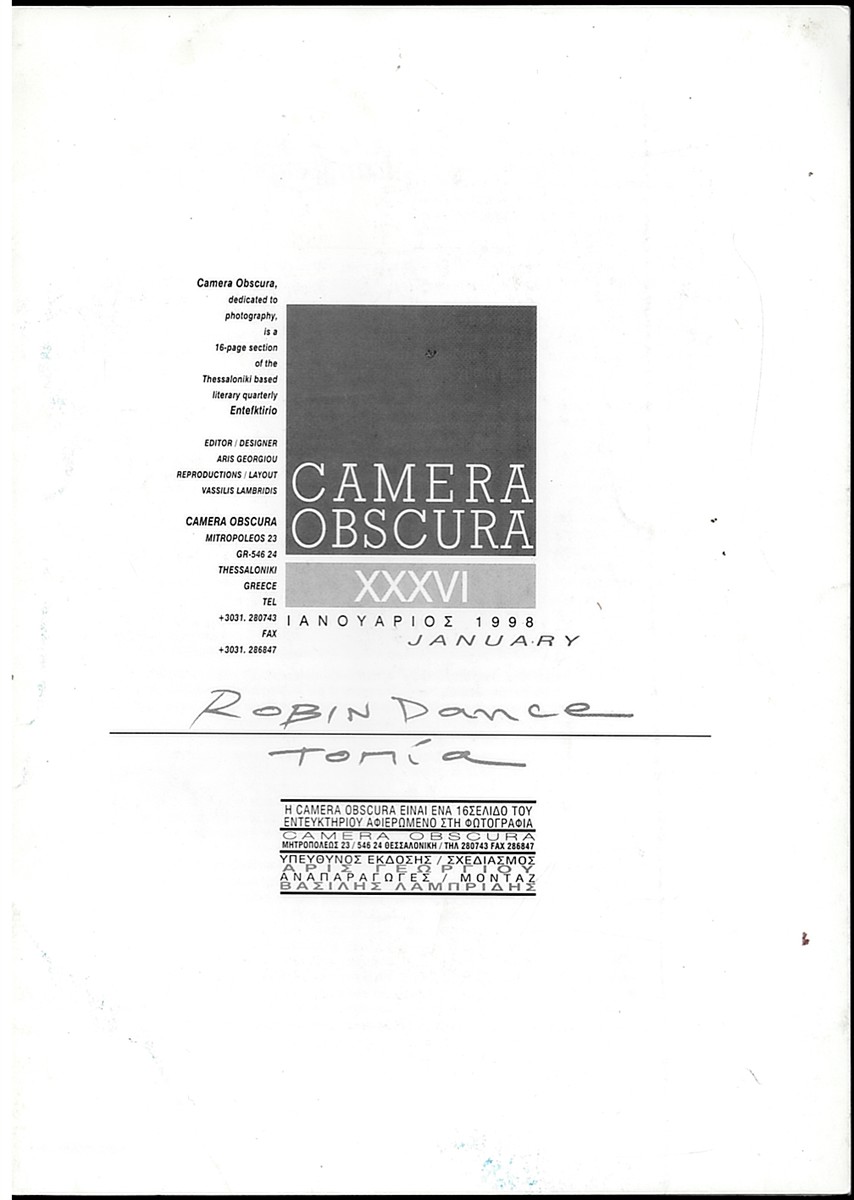 ROBIN DANCE LANDSCAPES. (Camera Obscura. XXXVI/ Entefktirio)