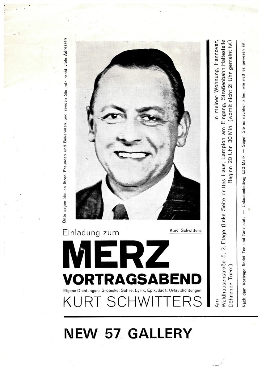 WRIGHT, PHILIP. - Einladung Zum Merz. Vortragsabend. Eigene Dichtungen: Groteske, Satire, Lyrik, Epik, Dadt, Urlautdichtungen. Kurt Schwitters