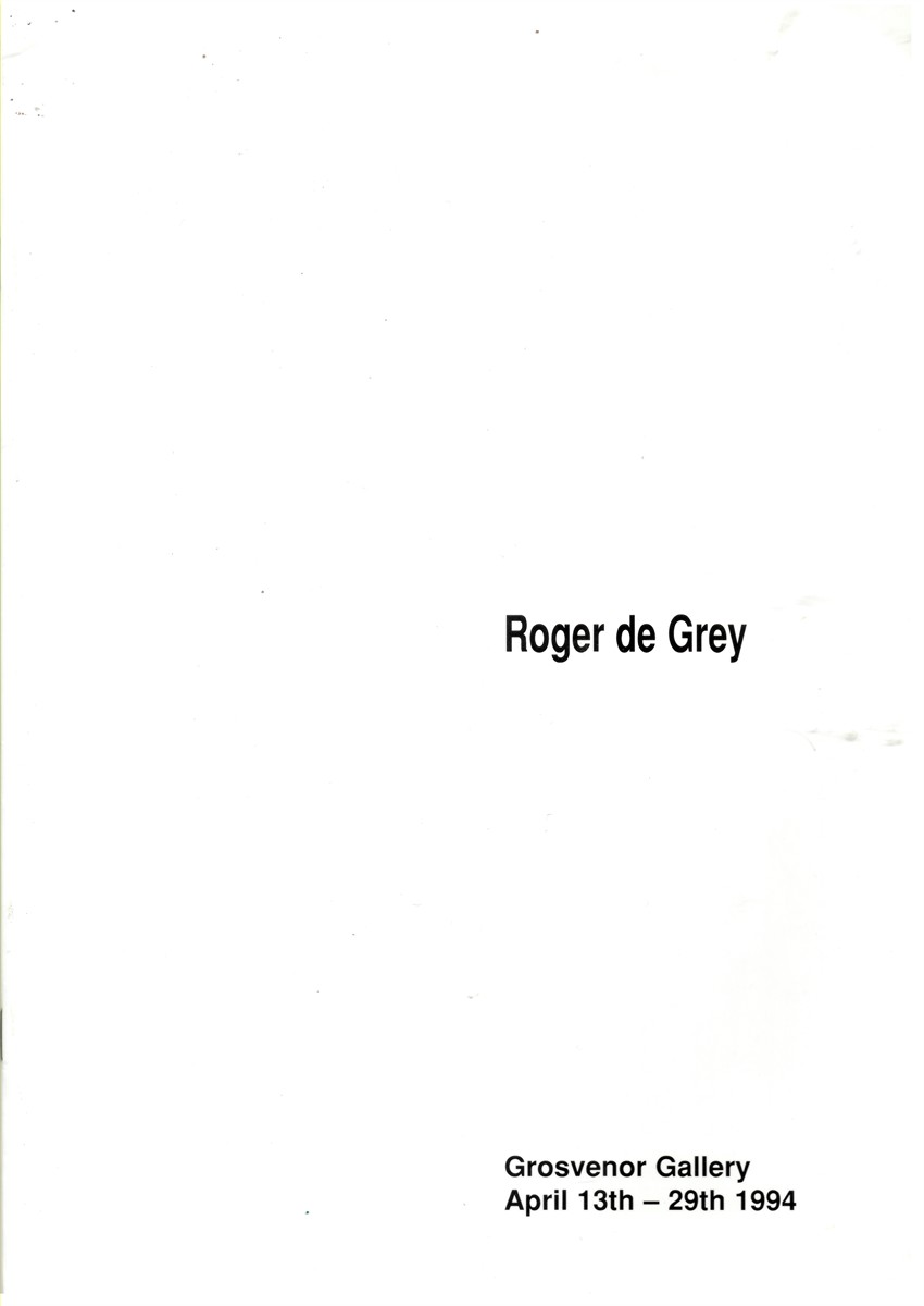 BUMPUS, JUDITH - Roger de Grey. Recent Paintings and Drawings. April 13th - 29th 1994