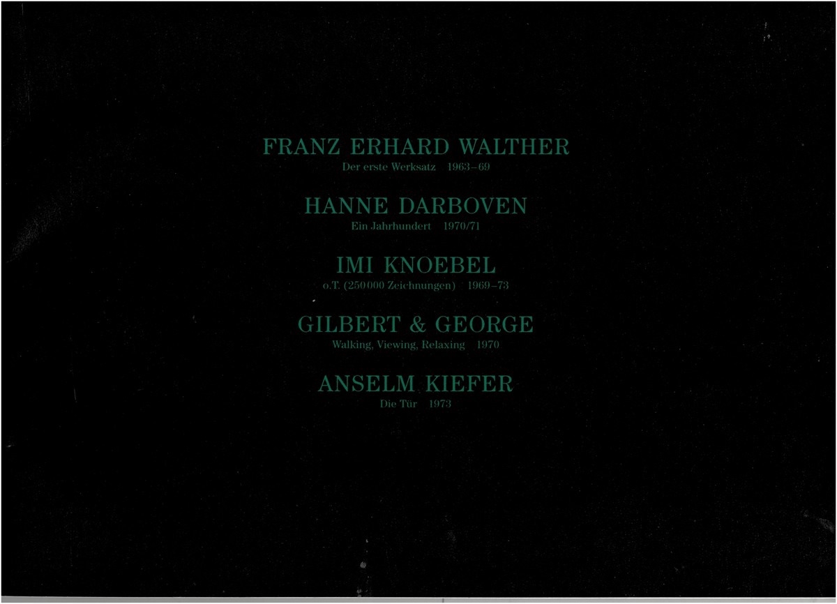SLOTERDIJK, PETER & VEIT GRNER - Lehrstunde Der Nachtigall /the Lessons of the Nightingale. Franz Erhard Walther + Anne Darboven... IMI Knoebel... Gilbert & George... Anselm Kiefer.