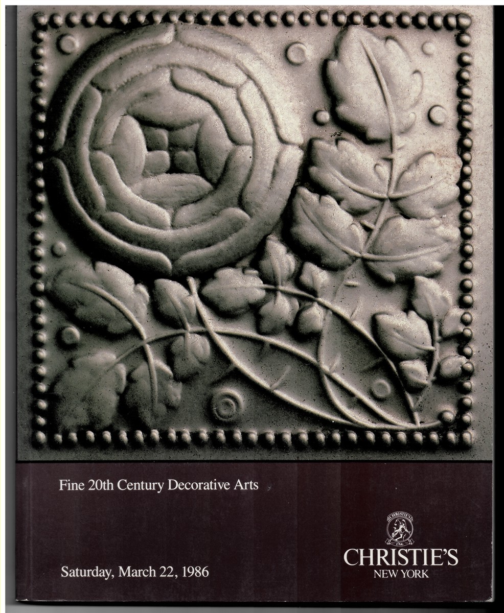CHRISTIE'S NEW YORK - Fine 20th Century Decorative Arts: The Properties of William and Beatrice Weiss, William Lamson and Nathalie H. Pyle... March 22 1986
