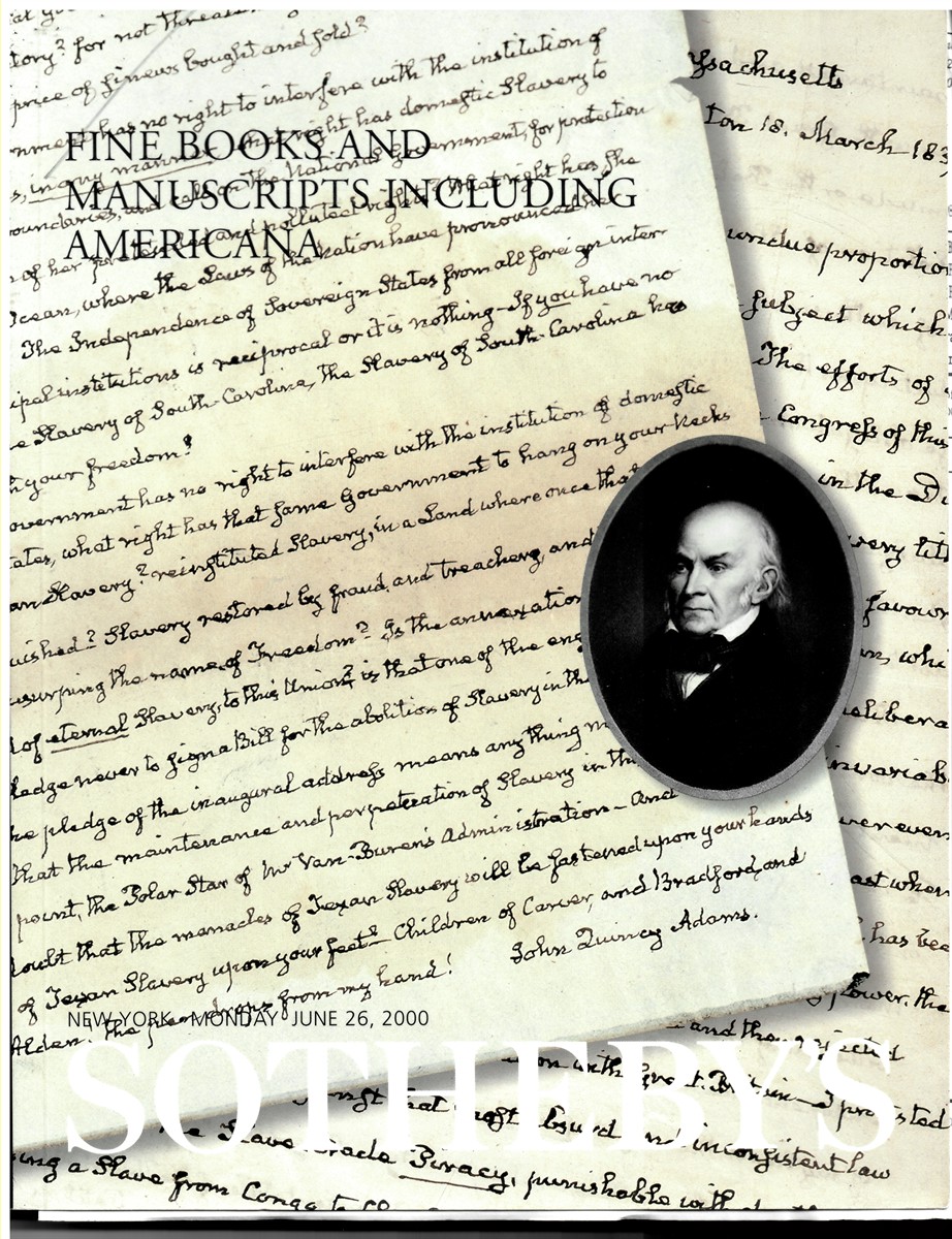 SOTHEBY'S - Fine Books and Manuscripts Including Americana. New York. Monday June 26, 2000