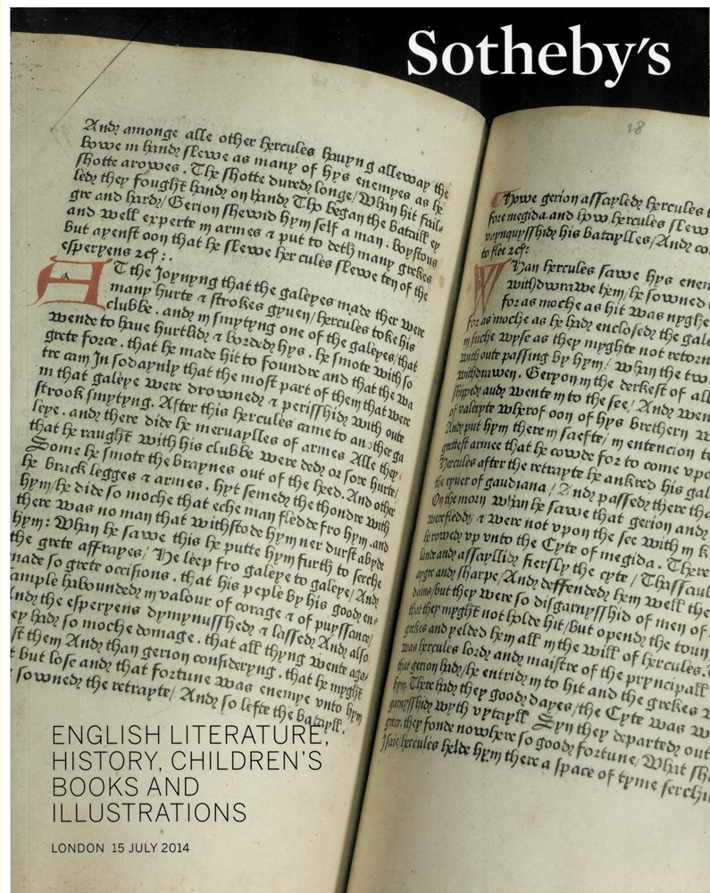 SOTHEBY'S - English Literature, History, Children's Books and Illustrations. London 15 July 2014