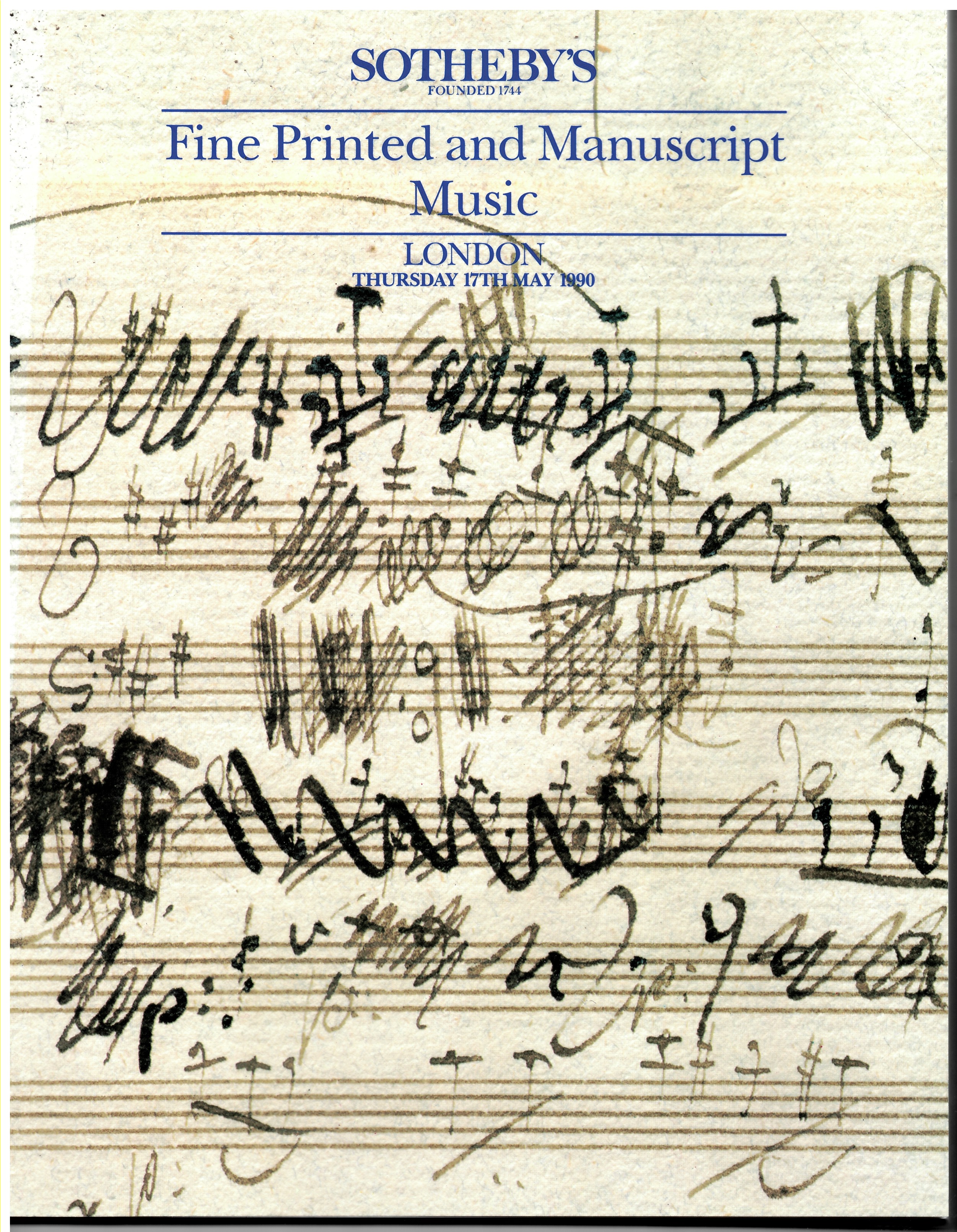 SOTHEBY'S - Fine Printed and Manuscript Music. London Thursday 17th May 1990