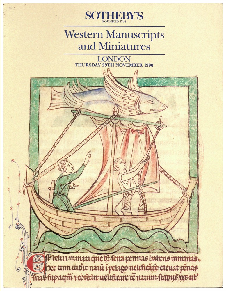 SOTHEBY'S - Western Manuscripts and Miniatures. London. Thursday 29th November 1990