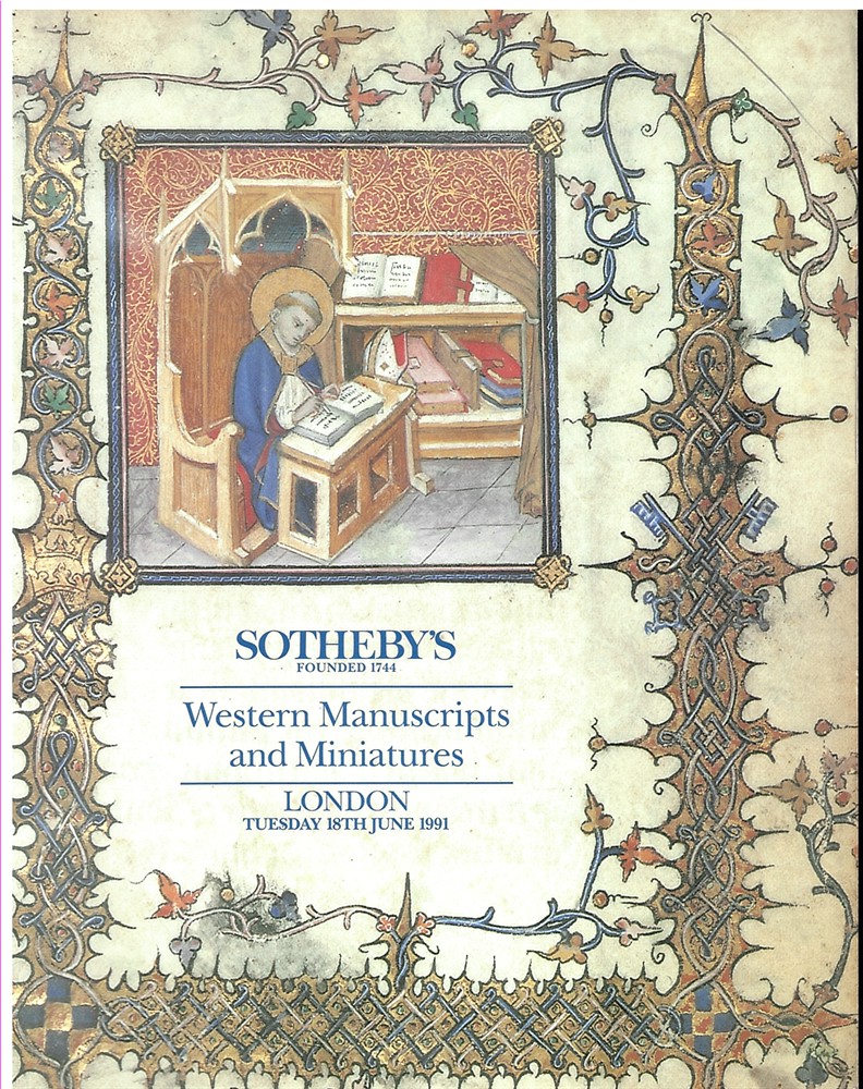 SOTHEBY'S - Western Manuscripts and Miniatures. London Tuesday 18th June 1991