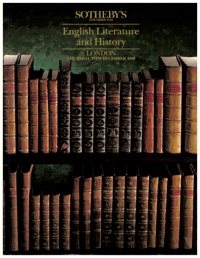 SOTHEBY'S - English Literature and History. London. Thursday 13th December 1990