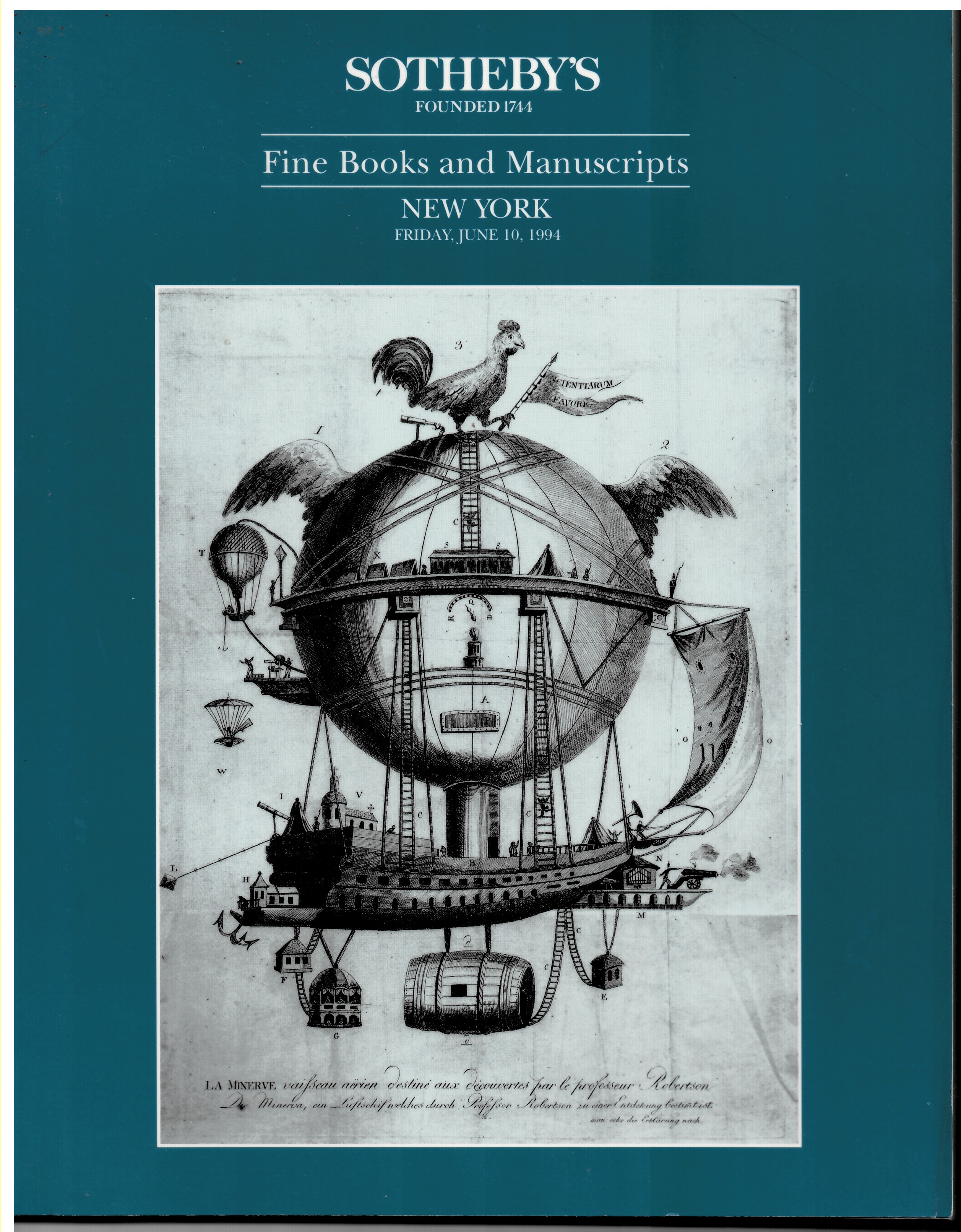 SOTHEBY'S - Fine Books and Manuscripts. New York. Friday, June 10, 1994