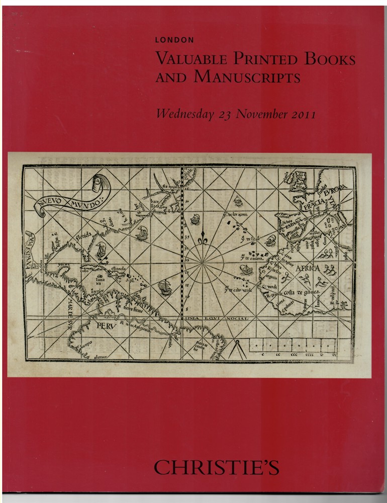 CHRISTIE'S - Valuable Printed Books and Manuscripts. London. Wednesday 23 November 2011
