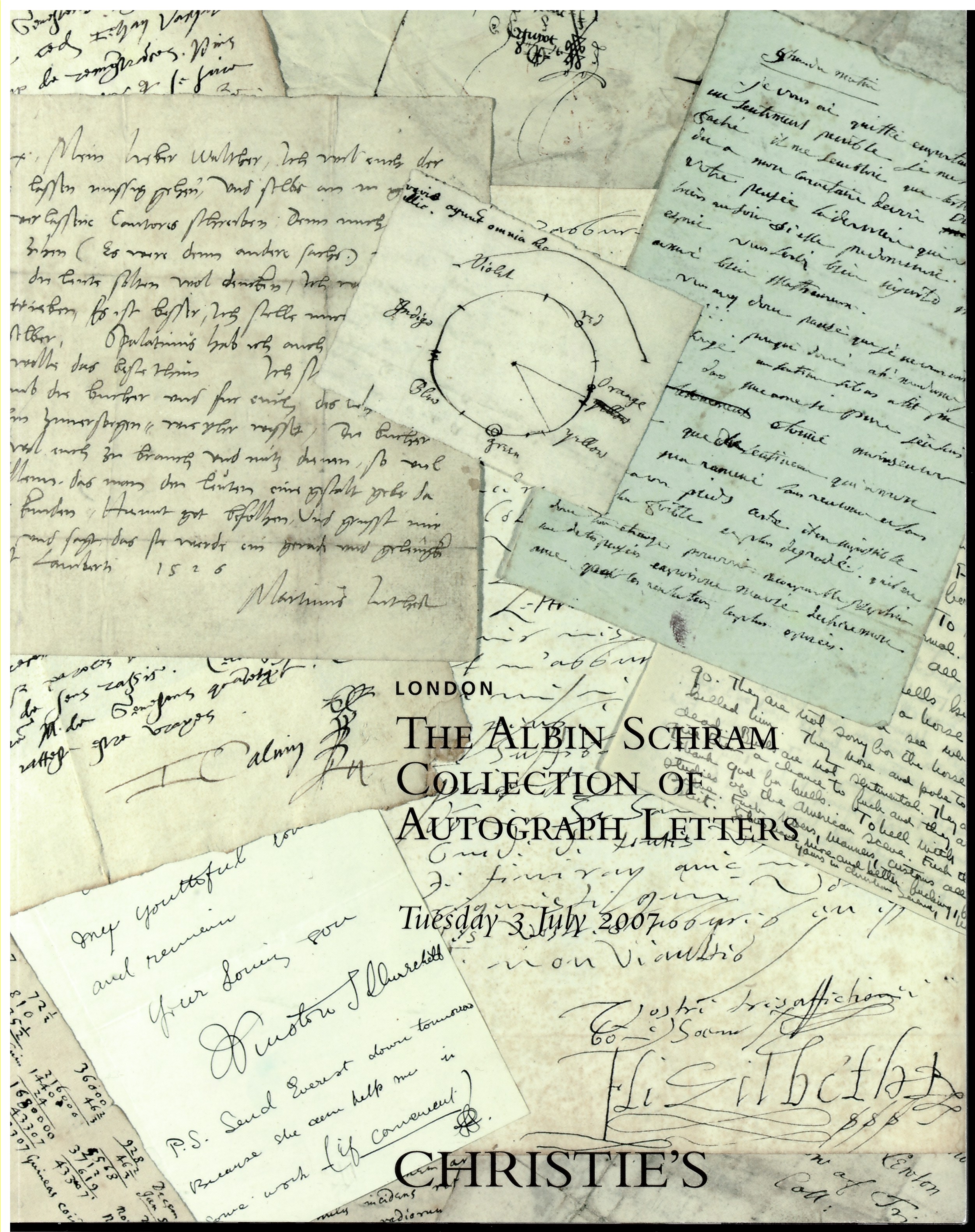 CHRISTIE'S - The Albin Schram Collection of Autograph Letters. Tuesday 3 July 2007