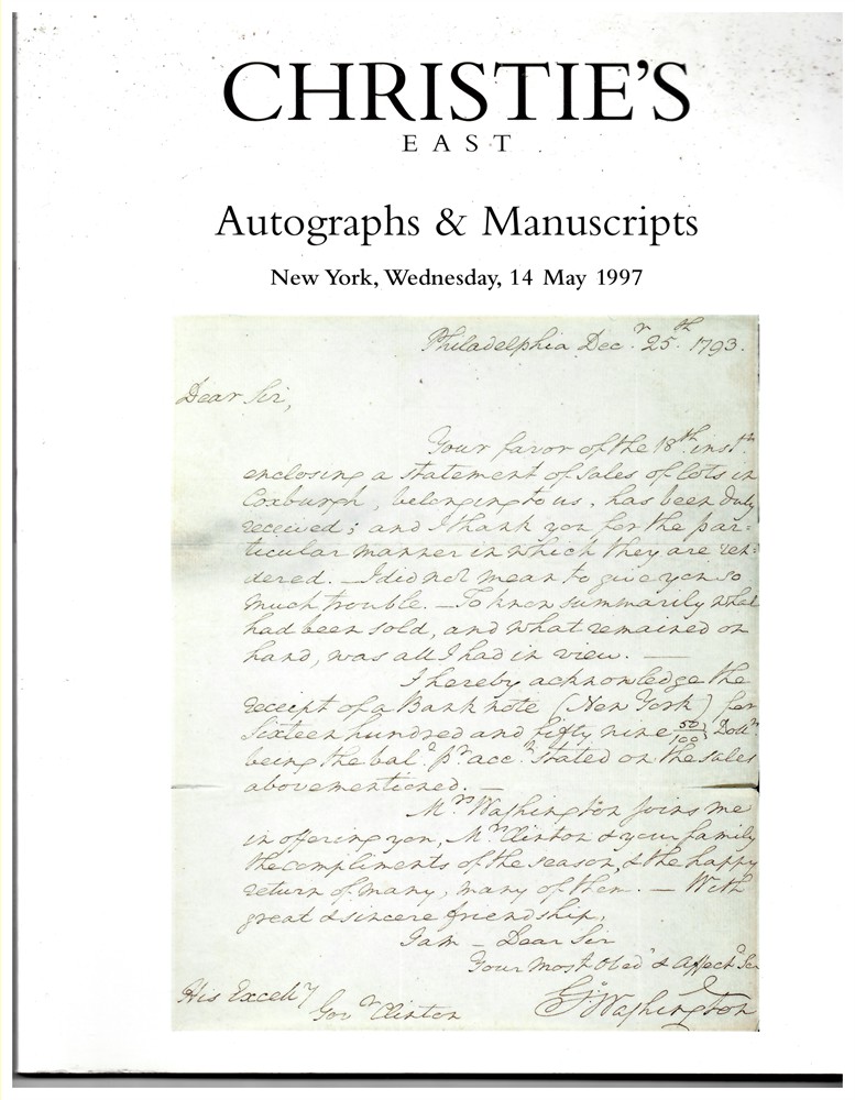 CHRISTIE'S EAST - Autographs & Manuscripts. New York, Wednesday, 14 May 1997