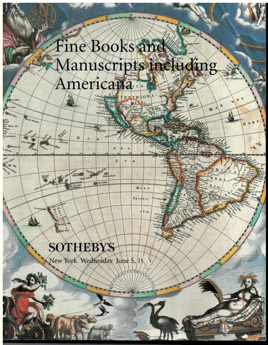 SOTHEBY'S - Fine Books and Manuscripts Including Americana. Sothehy's New York. Wednesday June 5 1996