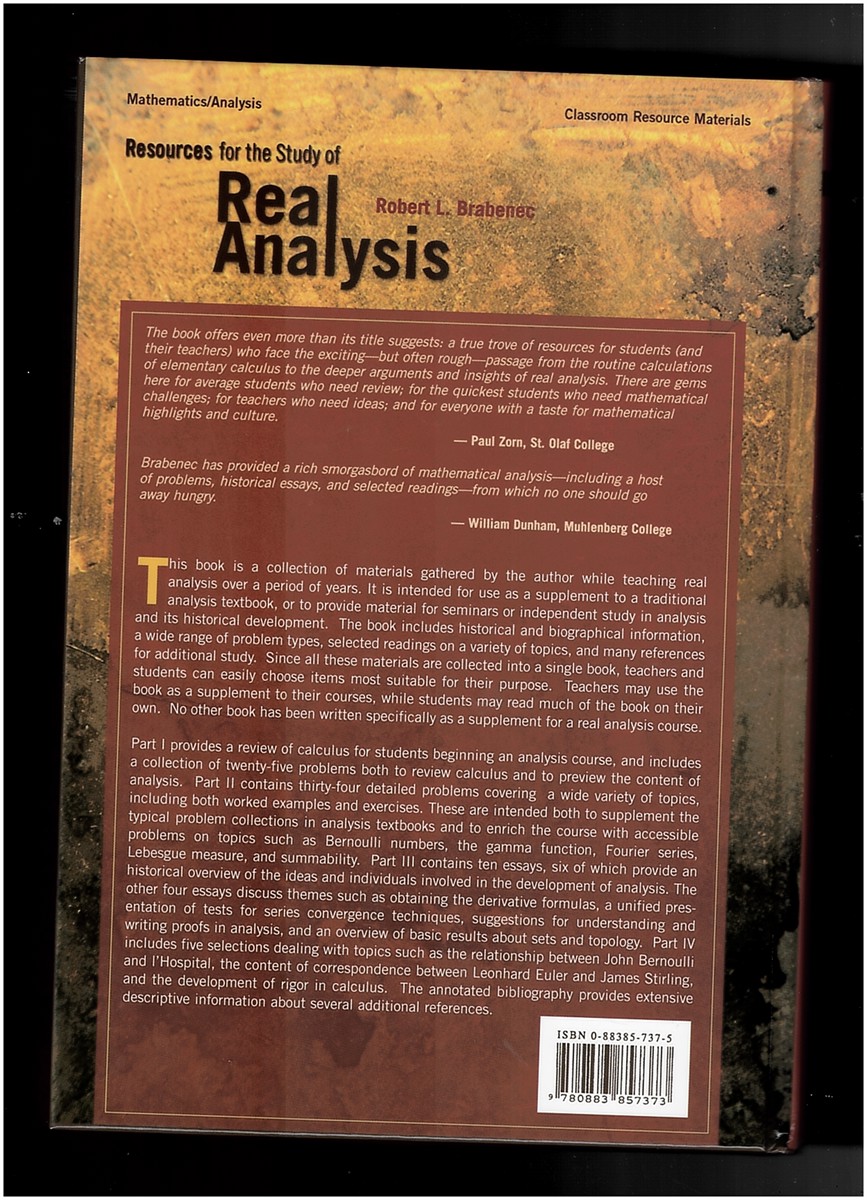 BRABENEC, ROBERT L. - Resources for the Study of Real Analysis - Classroom Resource Materials