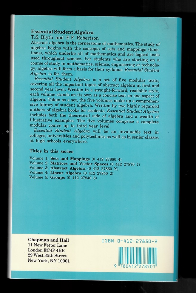 BLYTH, T. S. & E. F. ROBERTSON - Linear Algebra (Essential Student Algebra)