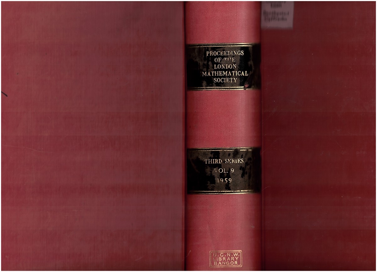 Image for Proceedings of the London Mathematical Society. Third Series Volume 9 Proceedings of the London Mathematical Society. Third Series Volume 9