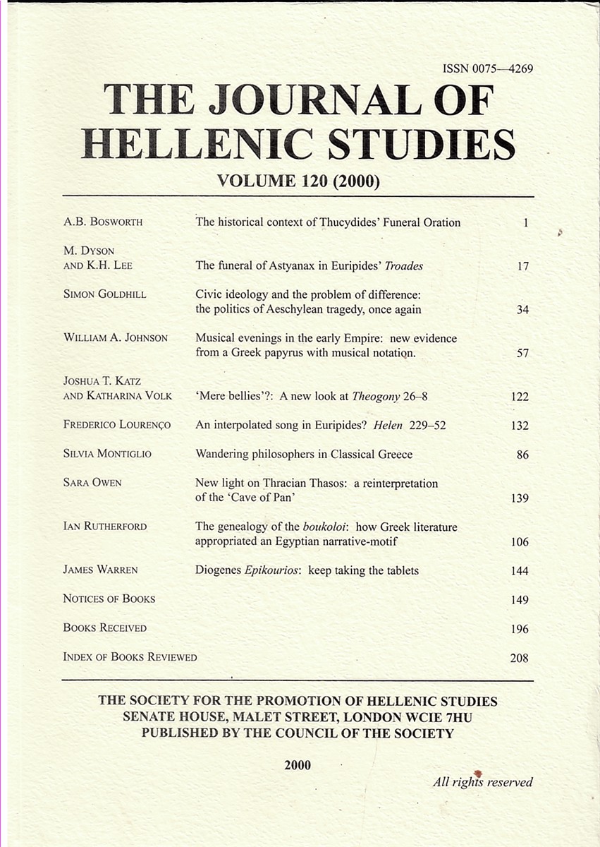 The Journal of Hellenic Studies Volume 120 - 2000
