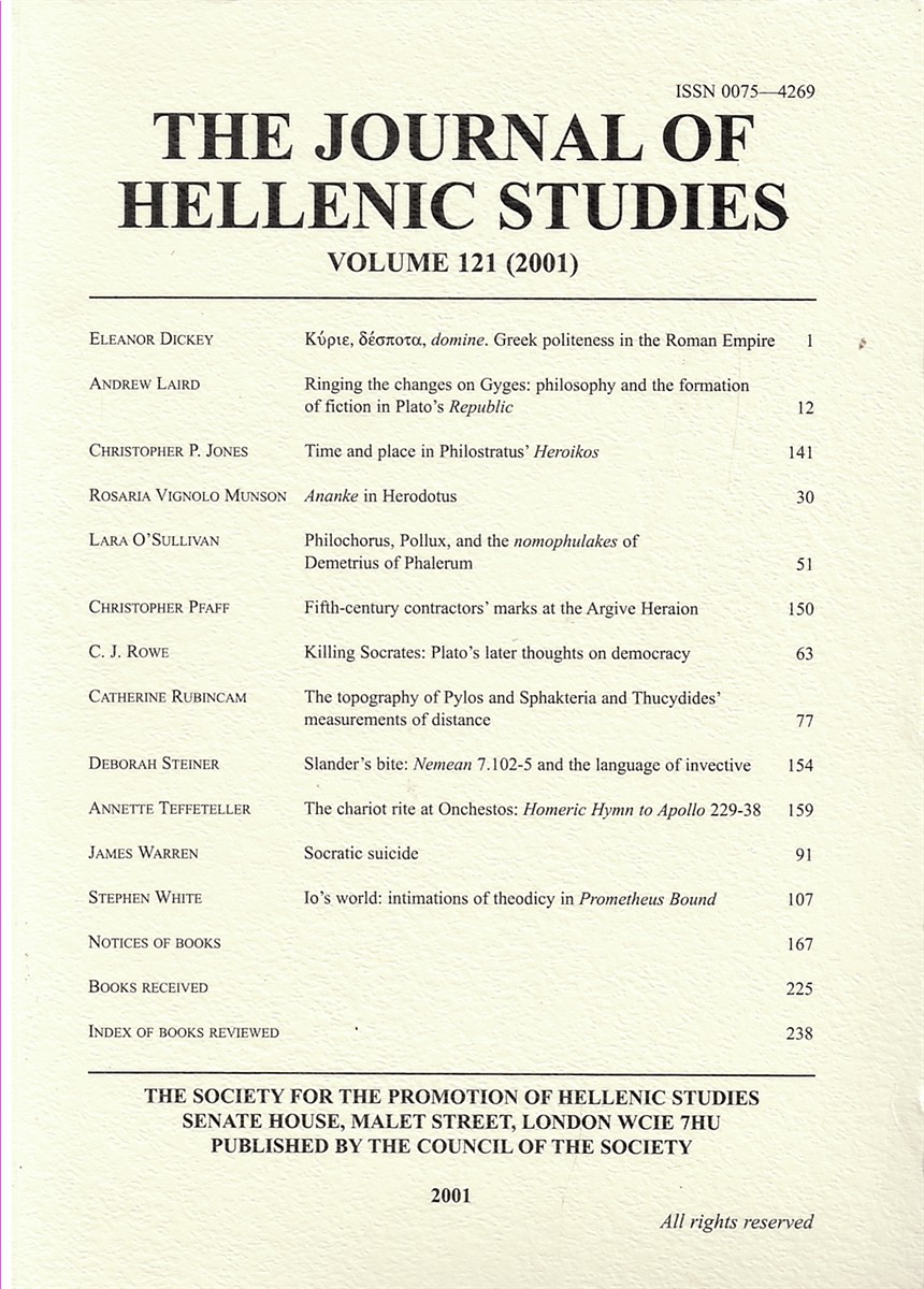 The Journal of Hellenic Studies Volume 121 - 2001
