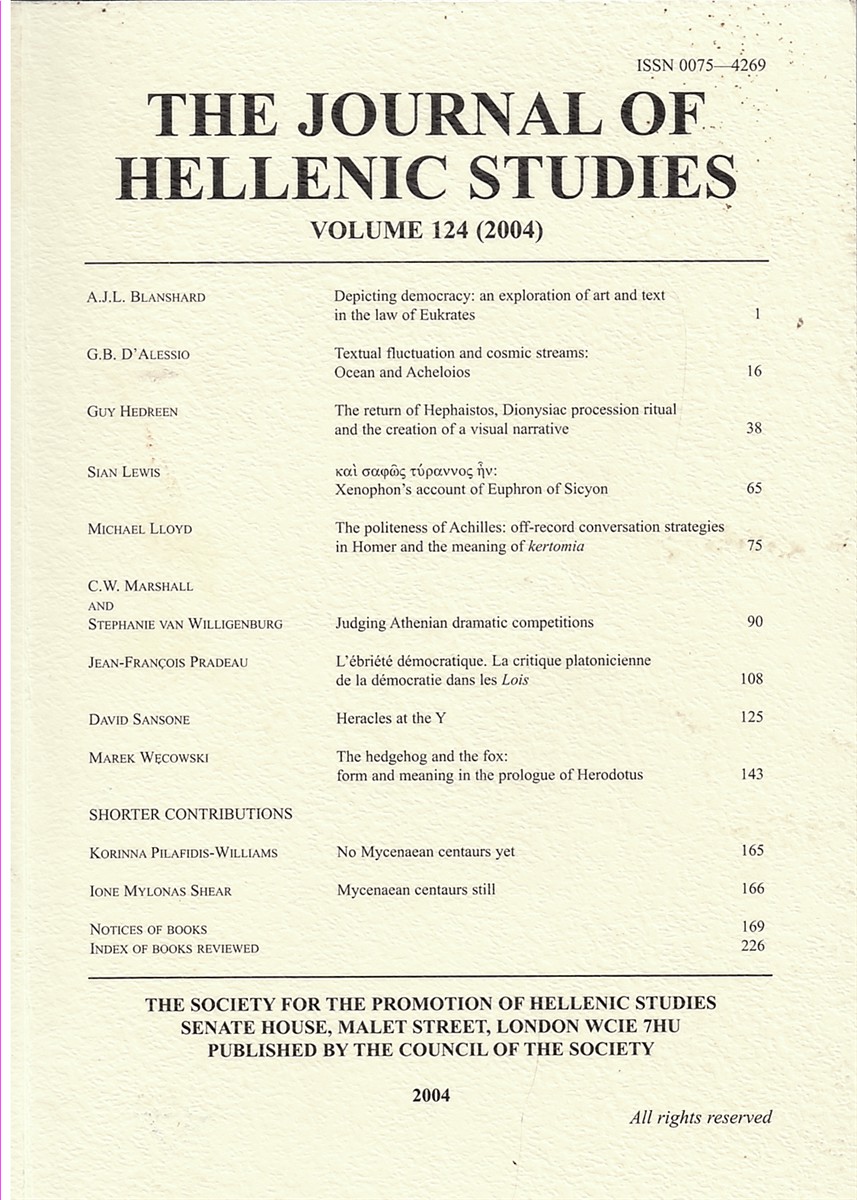 The Journal of Hellenic Studies Volume 124 - 2004