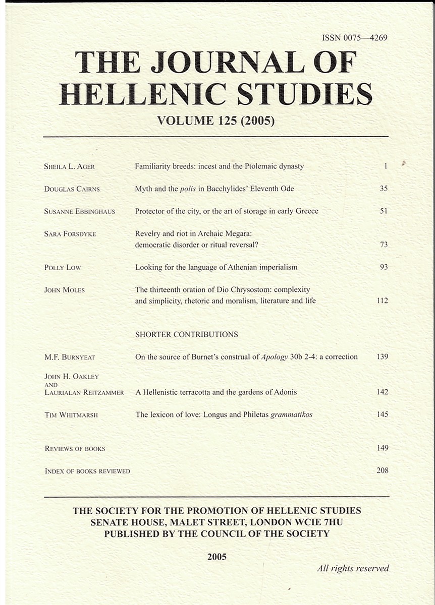 The Journal of Hellenic Studies Volume 125 - 2005