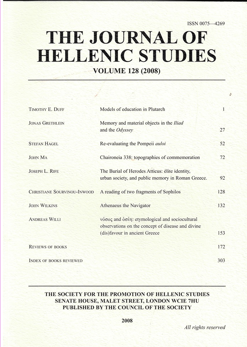 The Journal of Hellenic Studies Volume 128 - 2008