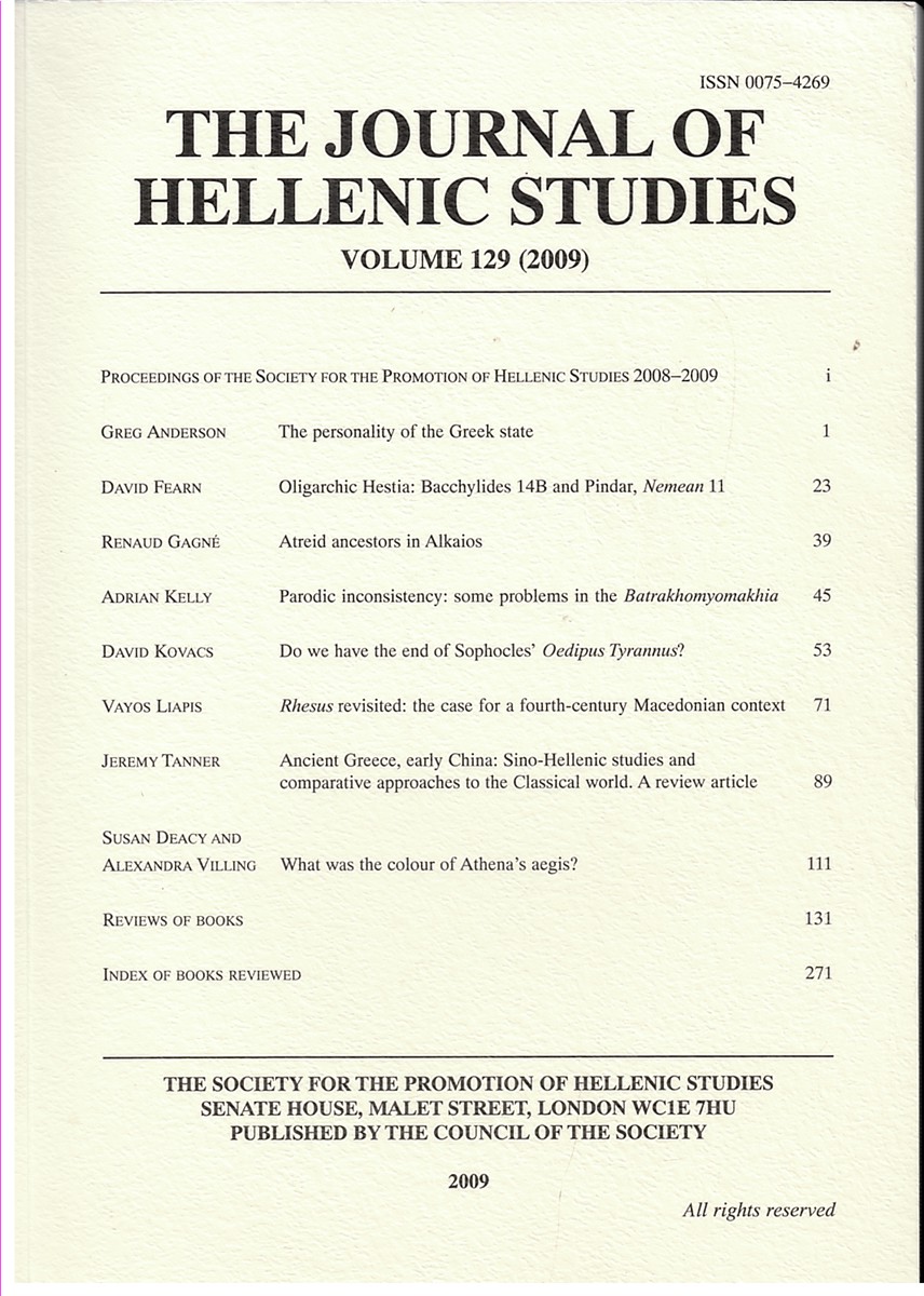 The Journal of Hellenic Studies Volume 129 - 2009