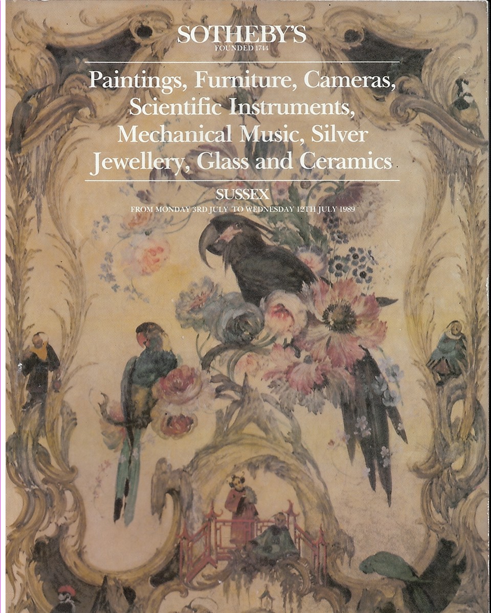 Sotheby's: Paintings, Furniture, Cameras, Scientific Instruments, Mechanial Music, Silver Jewellery, Glass and Ceramics (Sussex: from Monday 3rd July to Wednesday 12th July 1989)
