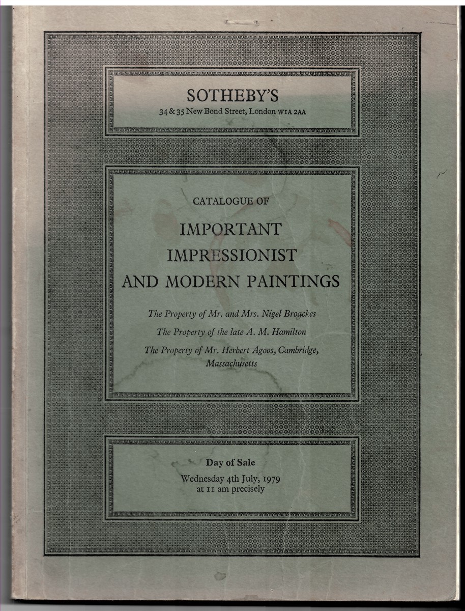 SOTHEBY'S - Catalogue of Important Impressionist and Modern Paintings Which Will Be Held at Auction by Sotheby Parke Bennet & Co. (Day of Sale Wednesday, 4th July 1979)