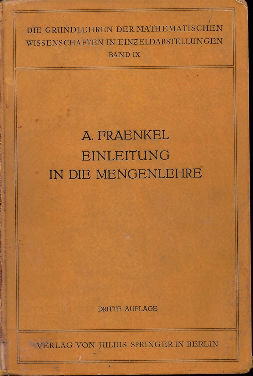 FRAENKEL, ADOLF - Einleitung in Die Mengenlehre