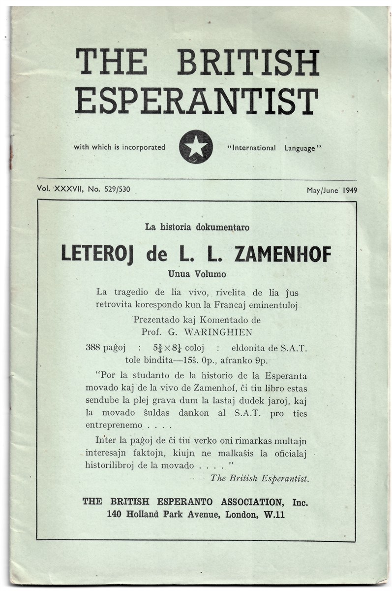 NO AUTHOR - The British Esperantist (Vol. XXXVII No. 529/530) May/June 1949