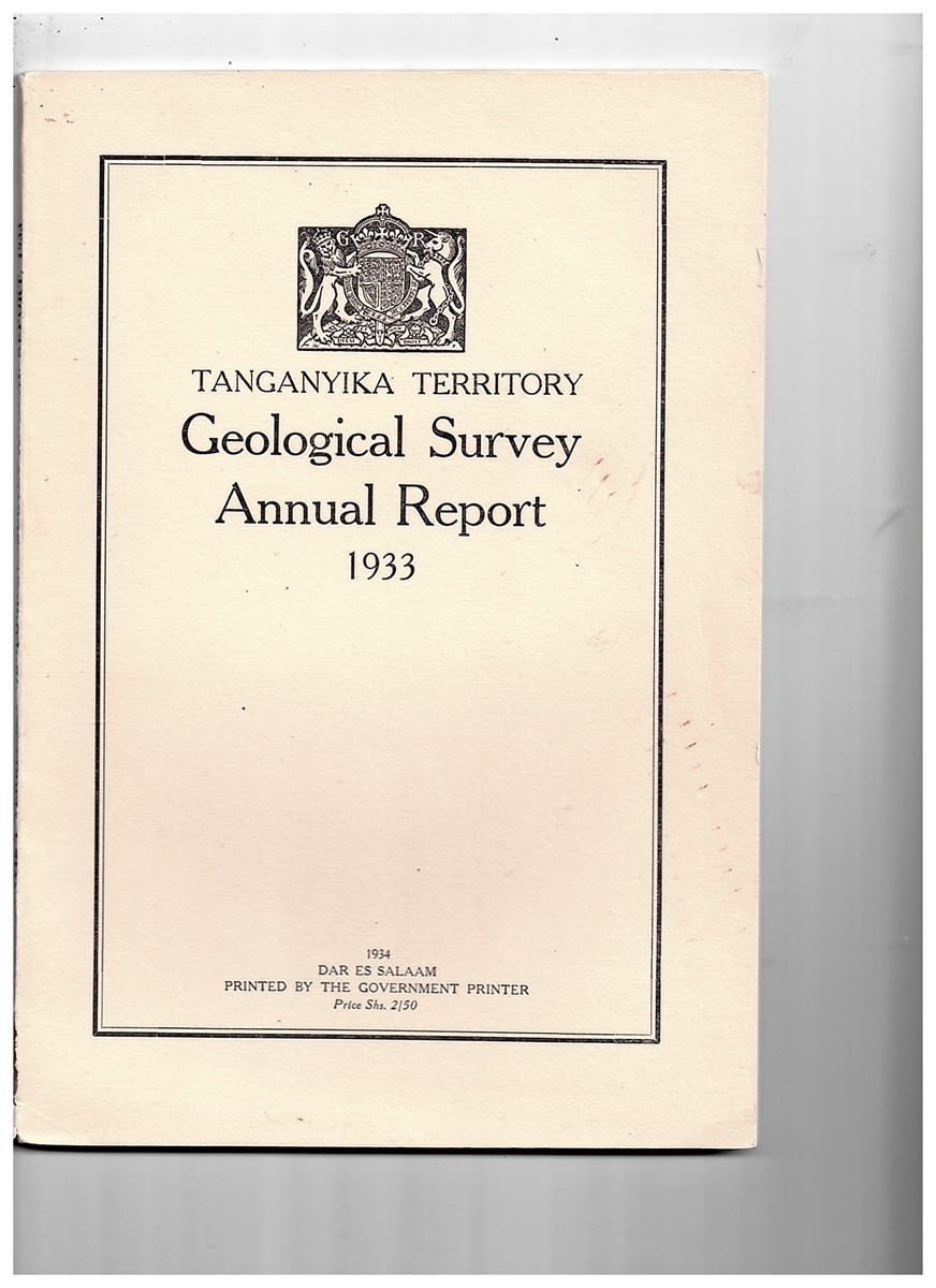 - Tanganyika Territory Geological Survey Annual Report 1933