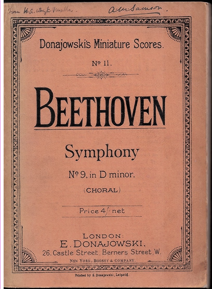 Beethoven Symphony No. 9, in D Minor (Choral) ; Donajowski's Minature Scores No. 11