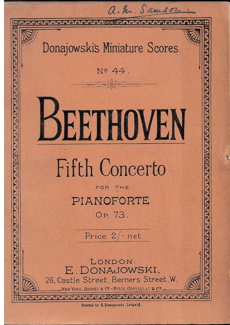 Beethoven Fifth Concerto for the Pianoforte Op. 73: Donajowski's Miniature Scores No. 44