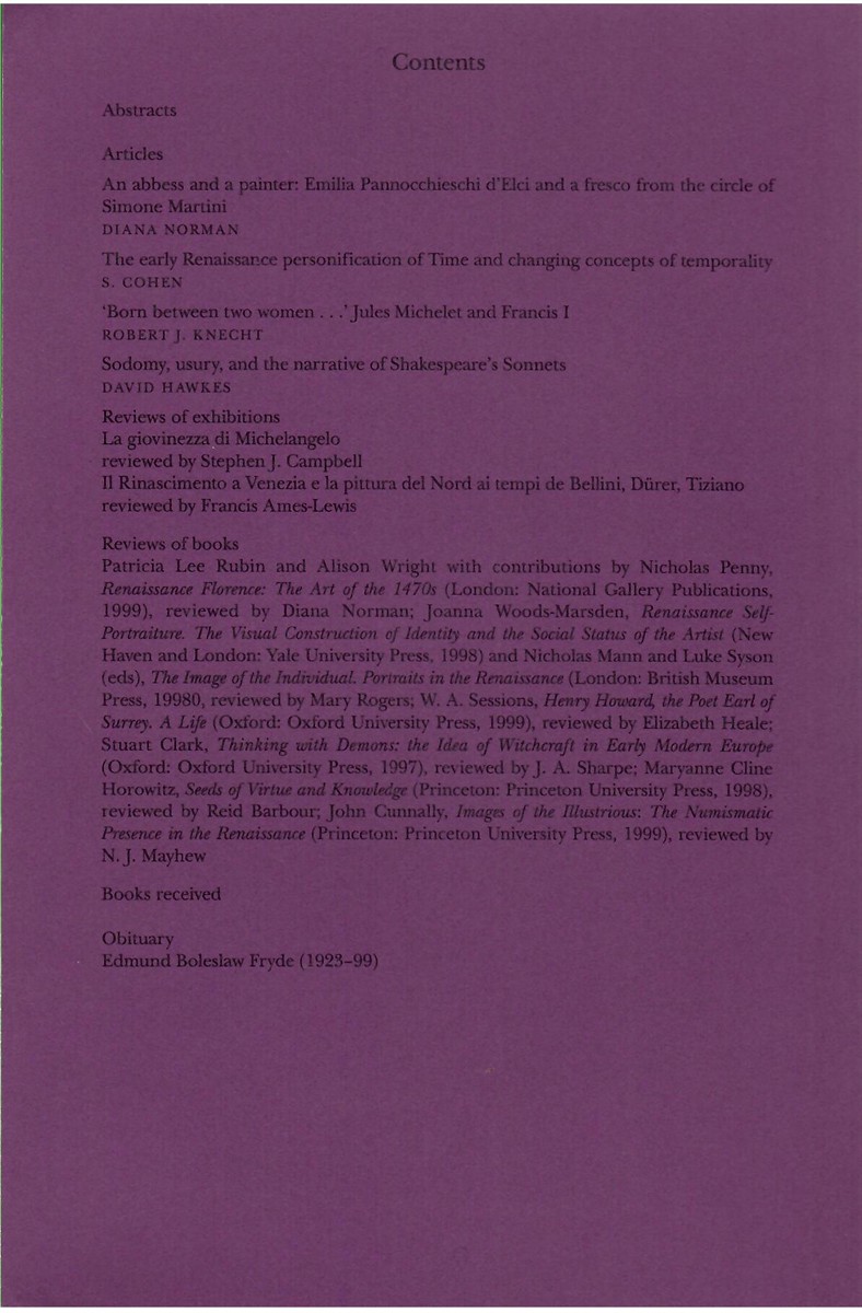 Renaissance Studies. Journal of the Society for Renaissance Studies. Volume 14. Number 3 September 2000