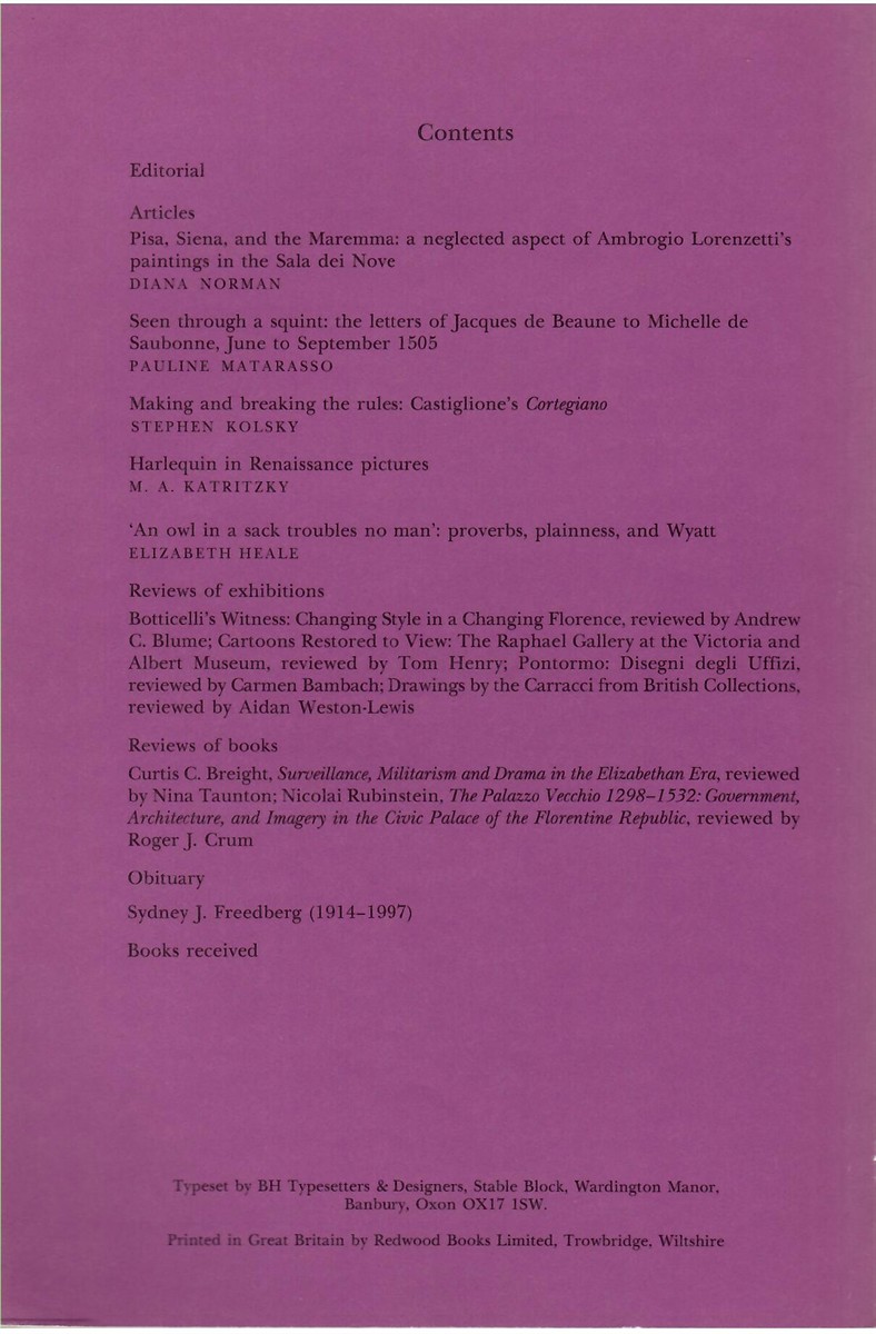 Renaissance Studies. Journal of the Society for Renaissance Studies. Volume 11. Number 4. December 1997