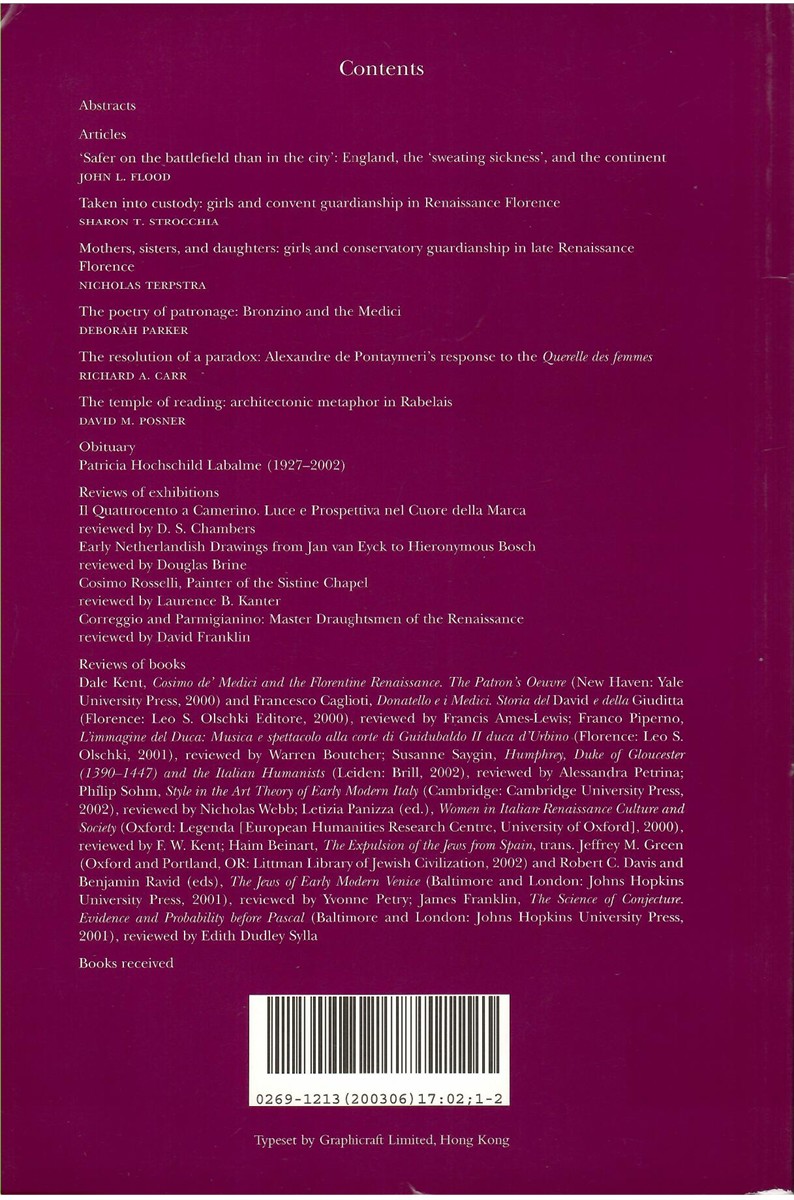 Renaissance Studies. Journal of the Society for Renaissance Studies. Volume 17 Number 2. June 2003
