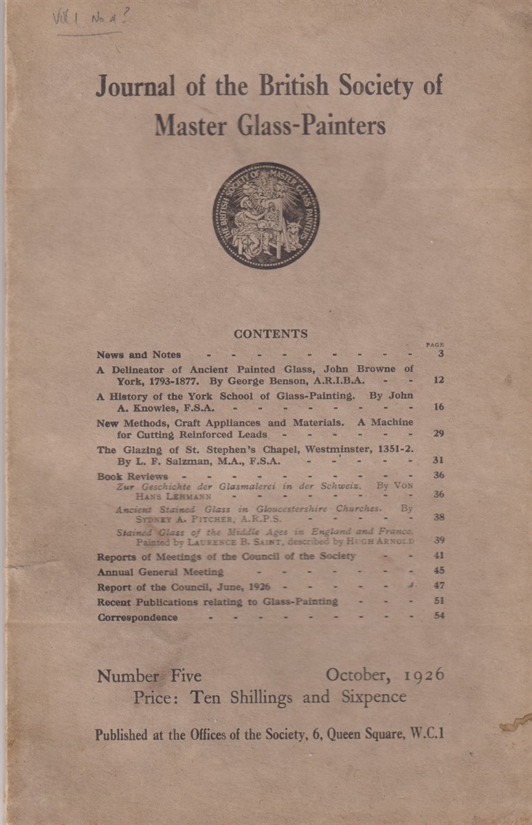 Journal of the British Society of Master Glass-Painters. Number Five October, 1926