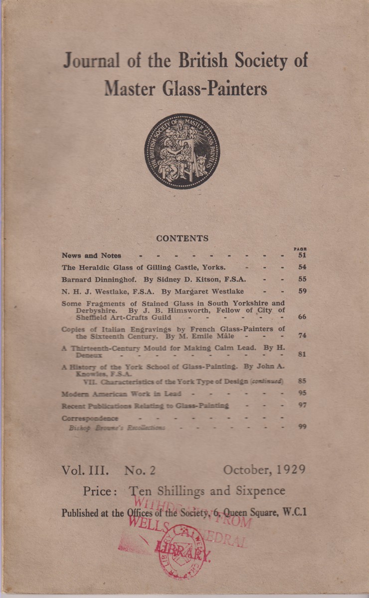 Journal of the British Society of Master Glass-Painters. Vol. III. No. 2 October, 1929