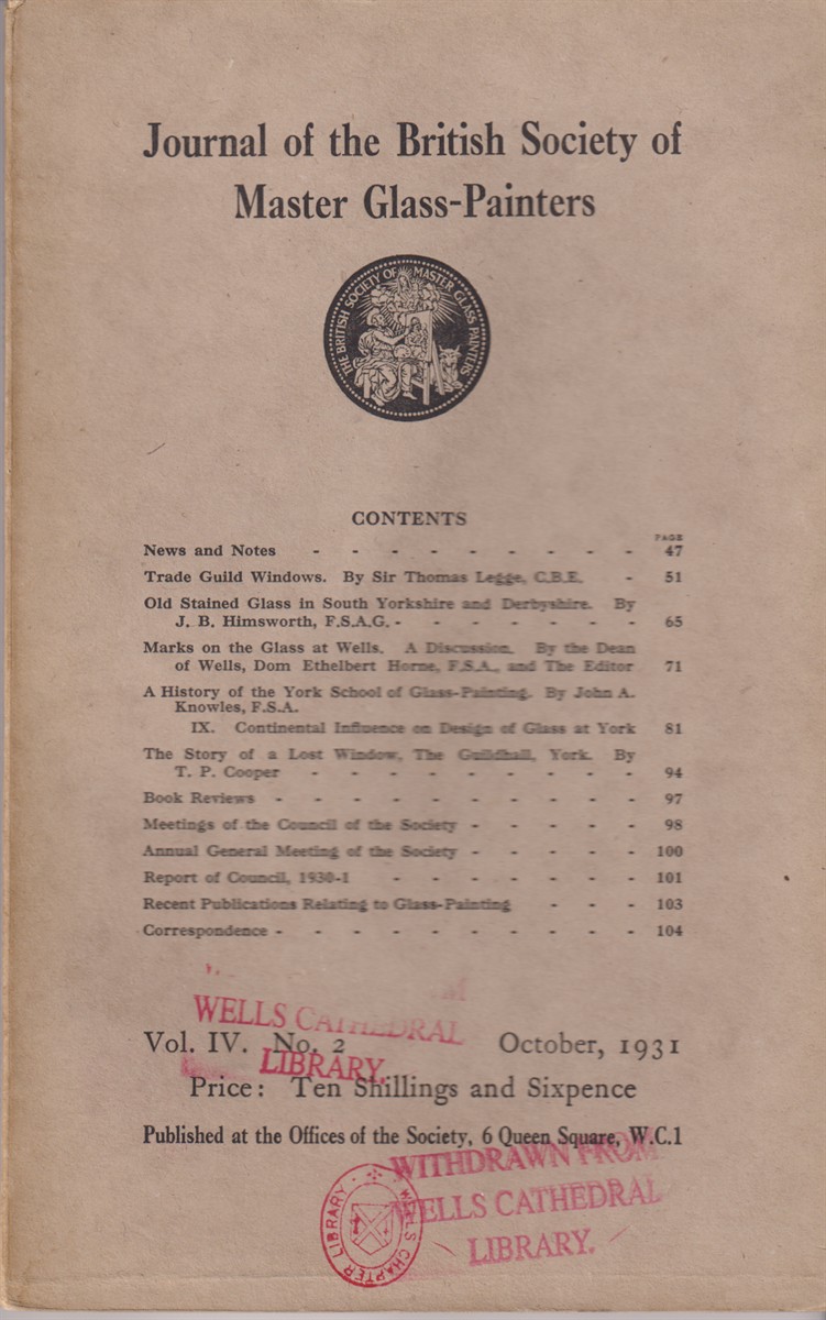 Journal of the British Society of Master Glass-Painters. Vol. IV No. 2 October, 1931
