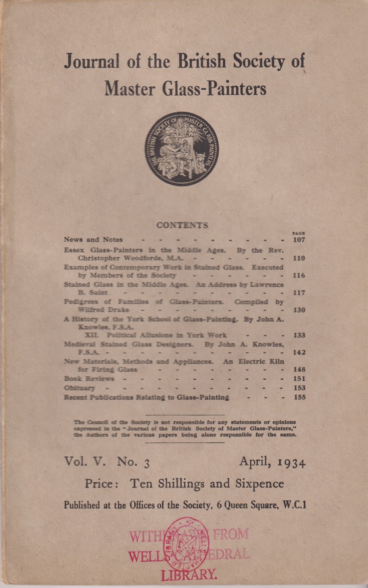 Image for Journal of the British Society of Master Glass-Painters. Vol. V No. 3 April, 1934 Journal of the British Society of Master Glass-Painters. Vol. V No. 3 April, 1934