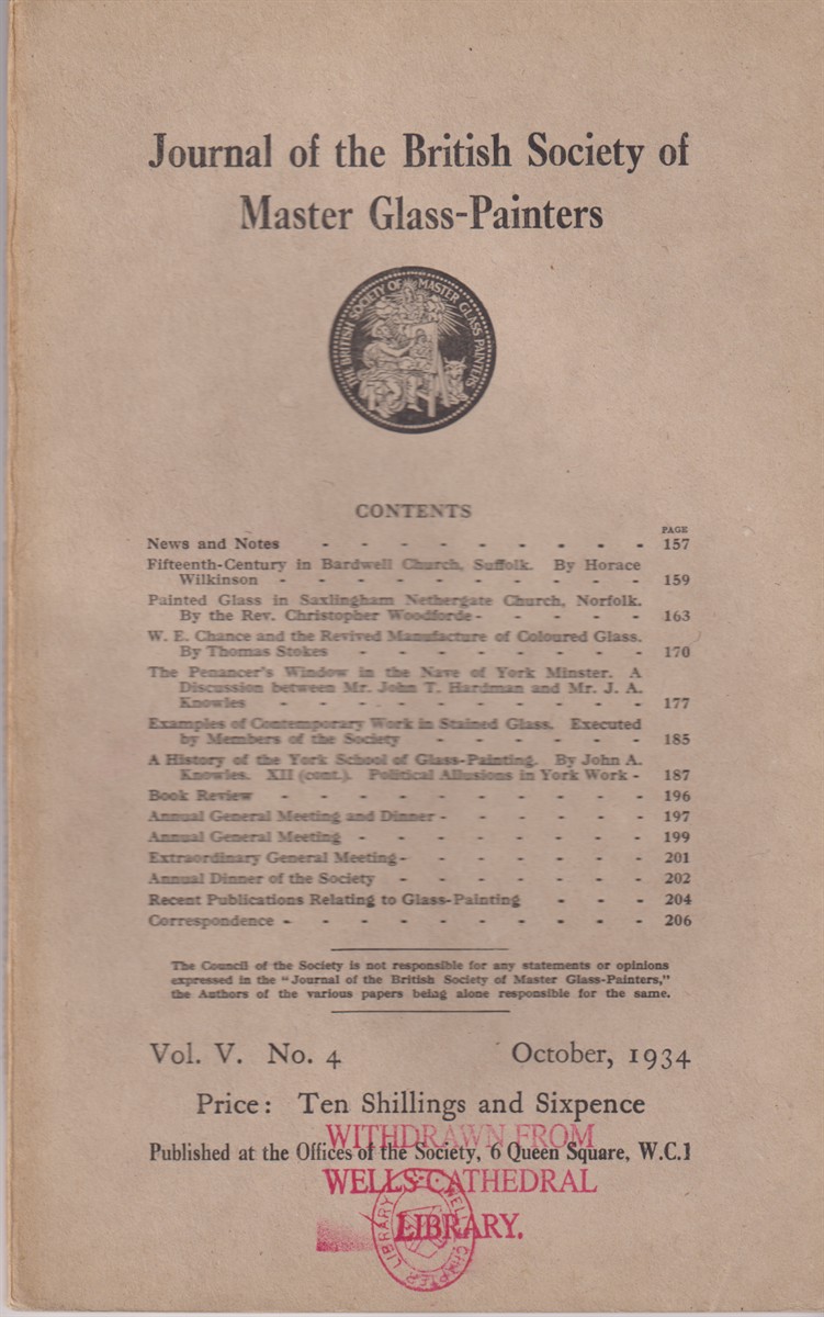 Image for Journal of the British Society of Master Glass-Painters. Vol. V No. 4 October, 1934 Journal of the British Society of Master Glass-Painters. Vol. V No. 4 October, 1934